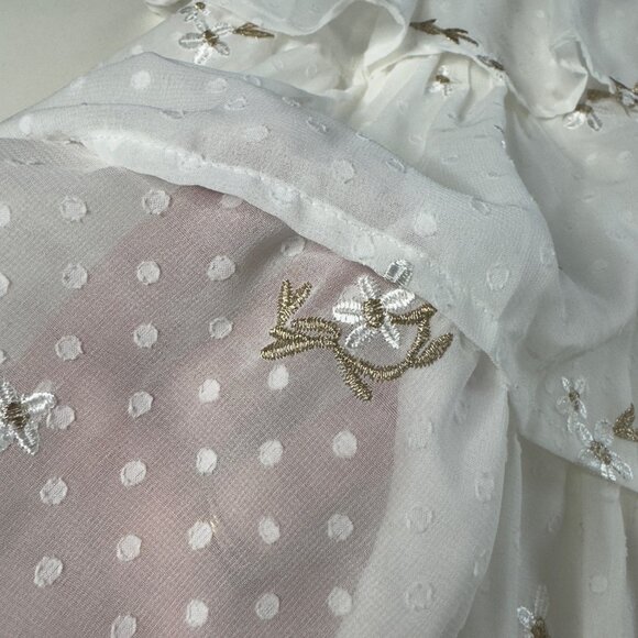 Adelyn Rae White Gold Embroidered Swiss Dot Tiered Ruffle Mini Dress Size L NEW! - Picture 12 of 16